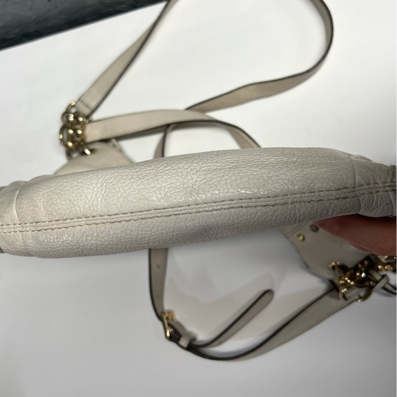 MICHAEL KORS Grey Leather Satchel Crossbody Bag With Silver Studs and Rivets - Picture 10 of 15